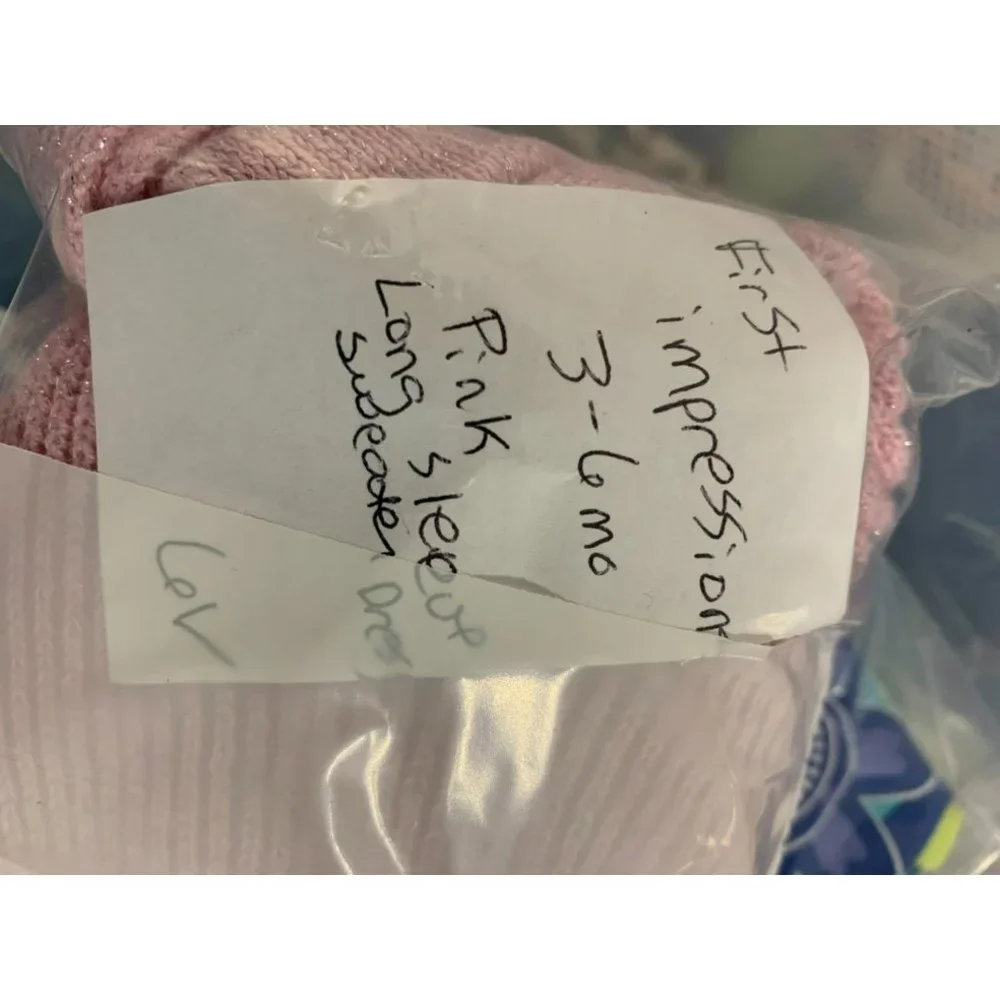 First Impressions 3-6‎ month long sleeve knit pink bow sweater dress